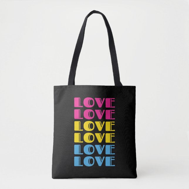 Tote Bag Aimer Texte Répétant LGBTQ Pride Pansexuelle (Devant)
