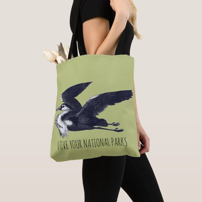 Tote Bag Aimez vos parcs nationaux Heron gris (De près)