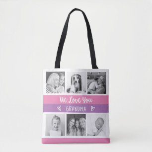 Tote Bag Aimez-vous grand-mère Grille photo en bloc coule