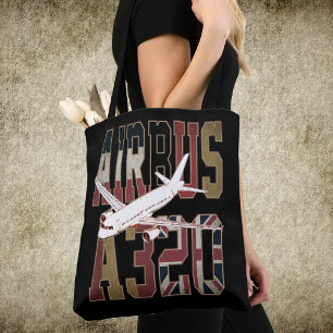Tote Bag Airbus a320 Jetliner. Drapeaux européens vintages