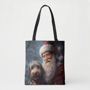 Tote Bag Airedale avec Noël Festif du Père Noël