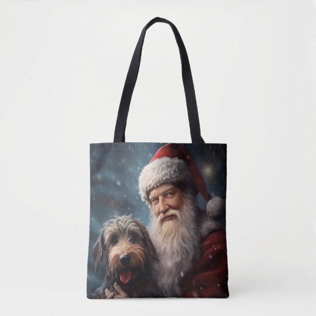Tote Bag Airedale avec Noël Festif du Père Noël (Devant)