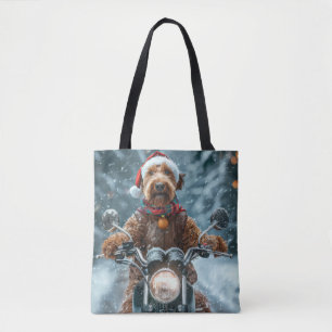Tote Bag Airedale Chien équitation Moto Noël