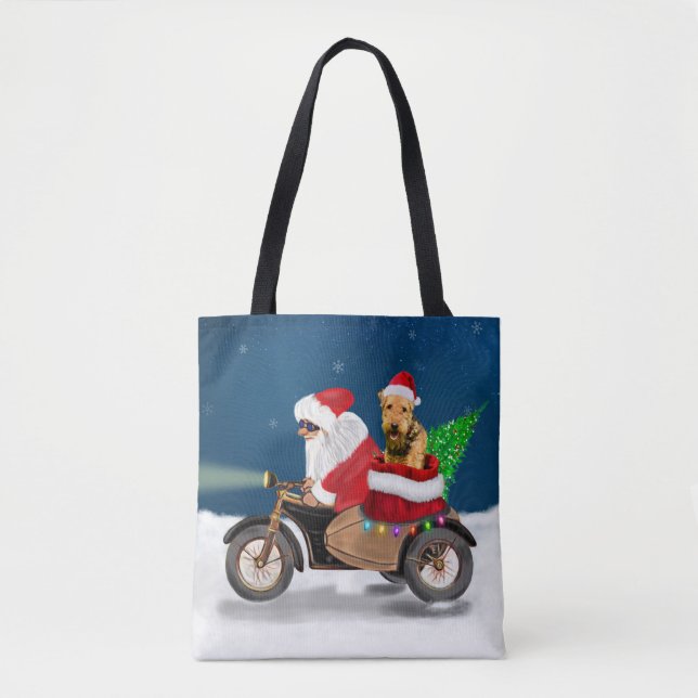Tote Bag Airedale Terrier Chien Noël Père Noël (Devant)