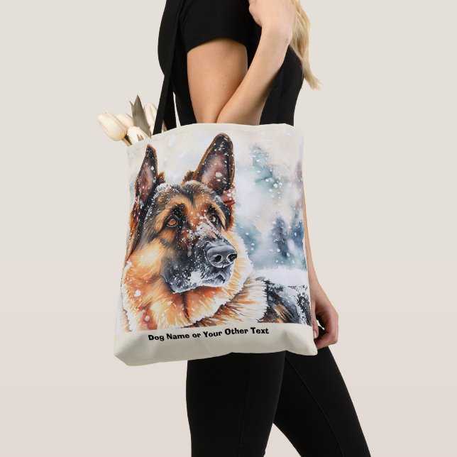 Tote Bag Ajouter le nom Changer le texte, berger allemand d (De près)