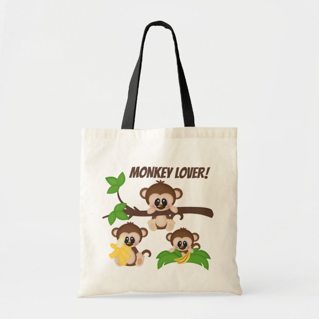 Tote Bag Ajouter un message de nom jungle singe amant (Devant)
