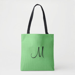 Tote Bag Ajouter un nom de monogramme Texte Vert jaune pers