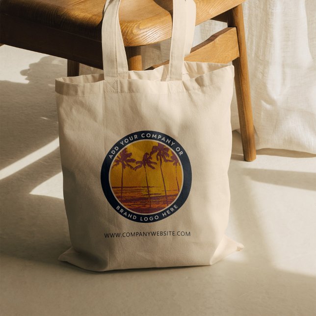 Tote Bag Ajouter votre entreprise Logo Salon d'affaires sit (Beach Business Logo Elegant Custom Tote Bag)