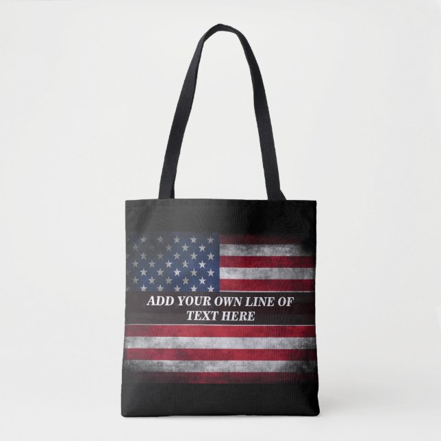 Tote Bag Ajouter votre texte sur le drapeau américain (Devant)