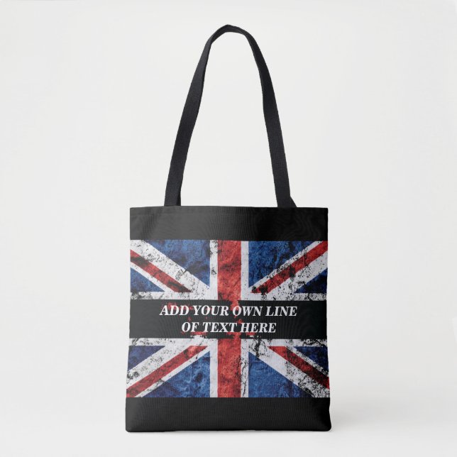 Tote Bag Ajouter votre texte sur le drapeau anglais Jeu d'o (Devant)
