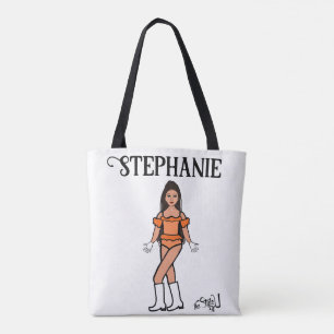 Tote Bag Ajoutez un nom Dancer deux couleurs. Orange et bla