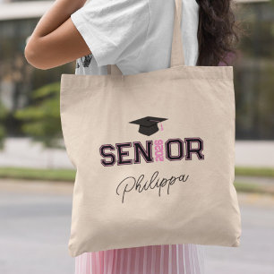 Tote Bag Ajoutez Votre Nom Rose Année Senior Diplômé