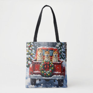 Tote Bag Akita camion rouge de Noël vacances