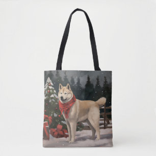 Tote Bag Akita Chien dans Noël de neige