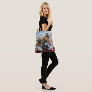 Tote Bag Akita Chien Festive de Noël