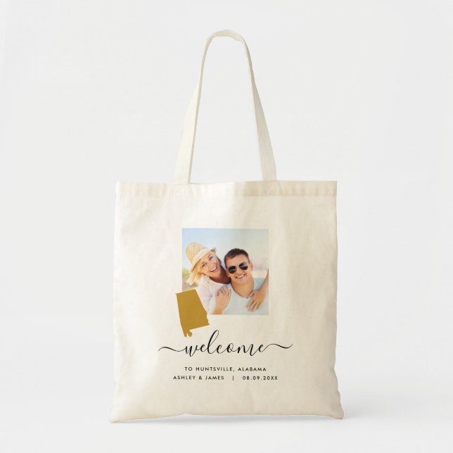Tote Bag Alabama Carte Photo Mariage Bienvenue (Devant)