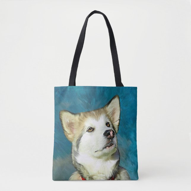 Tote Bag Alaskan Malamute Dog Art (Devant)