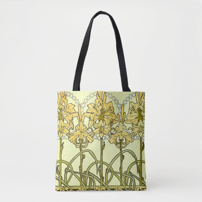 Tote Bag Alfonse Mucha Art Nouveau Lily motif floral (Devant)