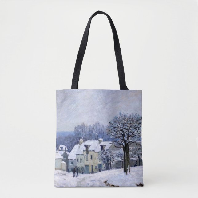 Tote Bag Alfred Sisley - Place Chenil à Marly, Effet Neige (Devant)