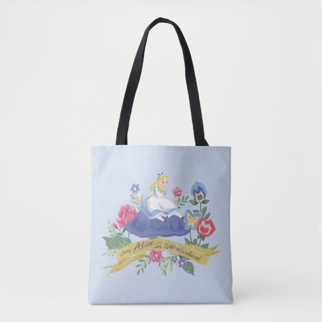 Tote Bag Alice au pays des merveilles| Alice dans l'aquarel (Devant)