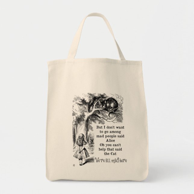 Tote Bag Alice au pays des merveilles ; Chat de Cheshire (Devant)
