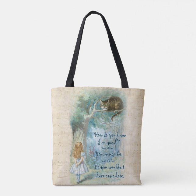 Tote Bag Alice dans la citation du pays des merveilles (Dos)