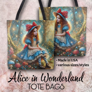Tote Bag Alice dans la forêt de champignons fantastiques