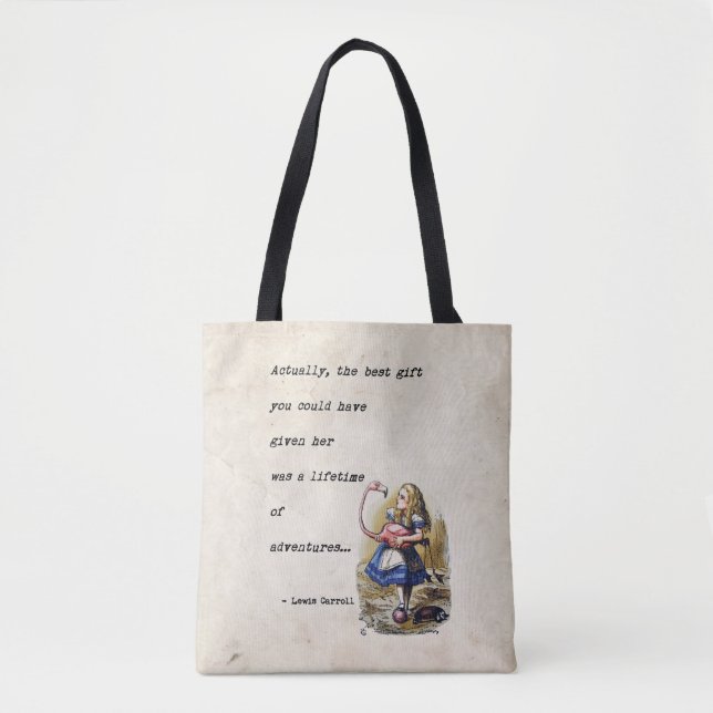 Tote Bag Alice In Wonderland - Devis Aventure Flamant rose (Devant)
