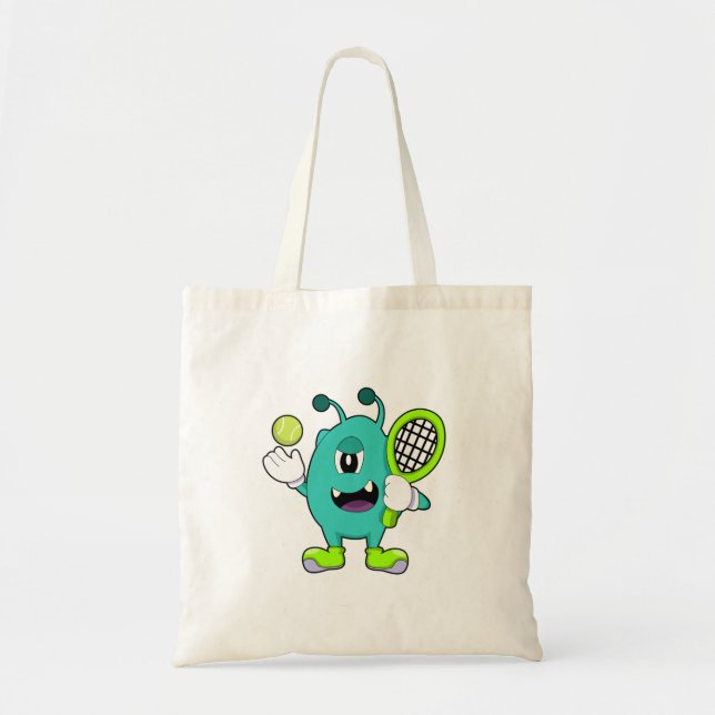 Tote Bag Alien à Tennis avec raquette de tennis (Devant)