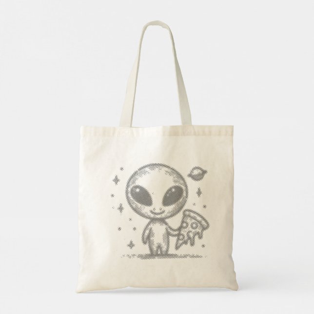 Tote Bag Alien aime la pizza (Dos)