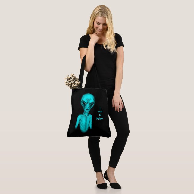 Tote Bag Alien, je veux croire (Sur le modèle)