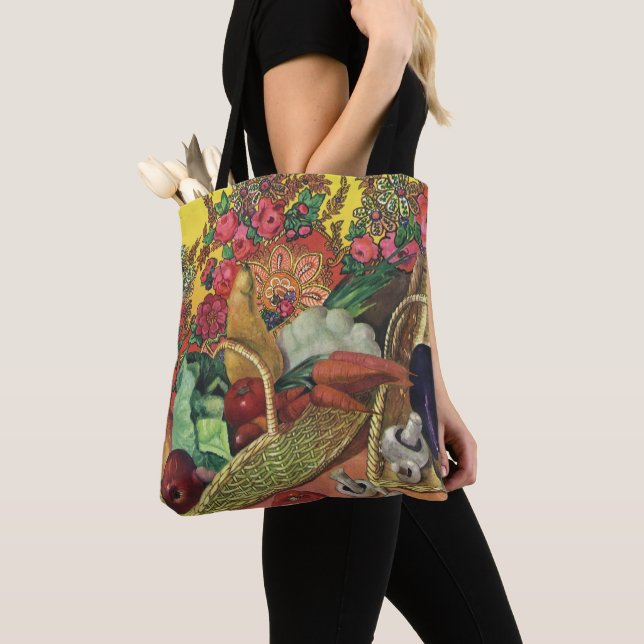 Tote Bag Alimentation Biologique, Légumes de jardin, Fleurs (De près)