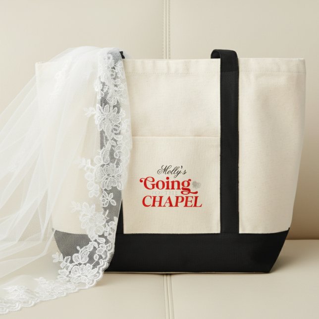 Tote Bag Aller à la chapelle en rouge - Fête de mariage per (Get the crew together in style with this trendy "I Do Crew" design!)