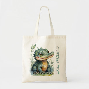 Tote Bag Alligator Crocodile bébé animal école d'aquarelle