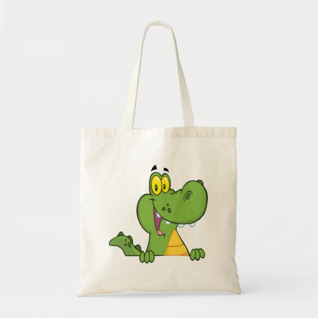 Tote Bag Alligator ou crocodile au-dessus d'un signe (Devant)