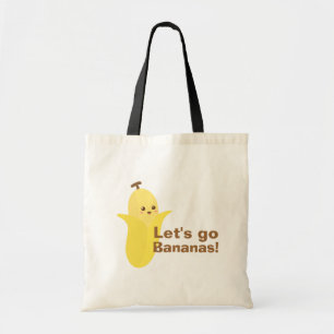 Tote Bag Allons-y bananas avec cette banane mignonne et heu