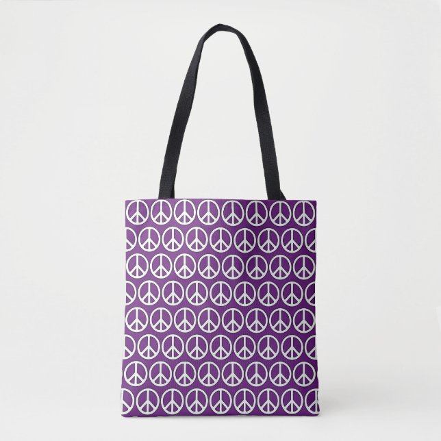 Tote Bag Allover des signaux de paix violets (Devant)