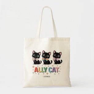 Tote Bag Ally Cat - Black Cat LGBTQ Pride