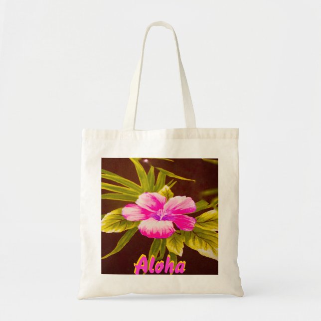 Tote Bag Aloha conception florale tropicale (Devant)