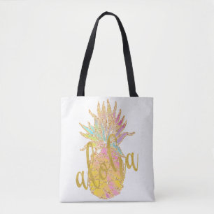 Tote Bag Aloha fancy fausse or parties scintillant ananas p