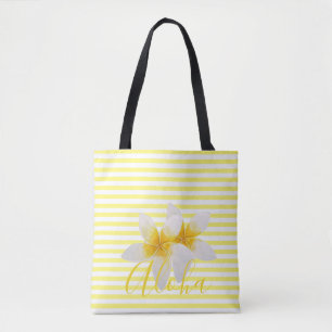 Tote Bag Aloha fleur tropicale élégante de   et rayures