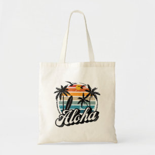 Tote Bag Aloha Hawaii Palm Tree Surf Réunion Vacay Retro Be
