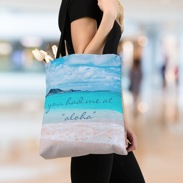 Tote Bag Aloha Hawaii Turquoise Ocean Tropical Beach Photo (Créateur téléchargé)