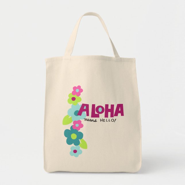 Tote Bag Aloha Signifie Bonjour Hawaïen Floral (Devant)