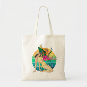 Tote Bag Aloha Tropical Pin-up fille retro coucher de solei