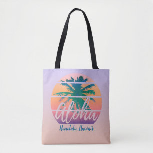 Tote Bag Aloha Vintage Tropical Sunset Personnalisable