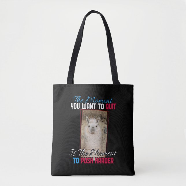 Tote Bag Alpaca Llama - Push Harder Encouragement (Devant)