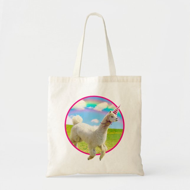 Tote Bag Alpaca Unicorne sous ciel ciel (Devant)
