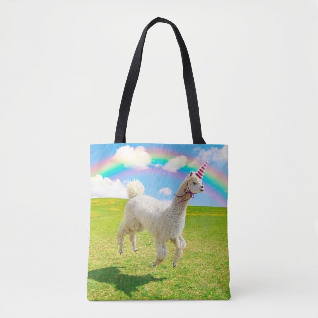 Tote Bag Alpaca Unicorne sous ciel ouvert (Devant)
