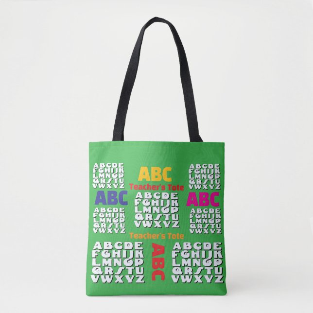 Tote Bag Alphabet Vert de l'Instituteur (Devant)